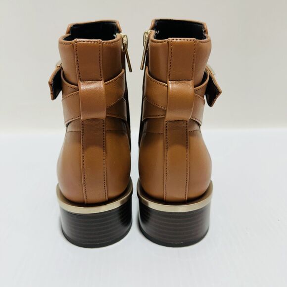 Calvin Klein Dwayne Women's US 7M Bootie Brown Leather Ankle Zip Block Heel NWOB - Picture 6 of 13